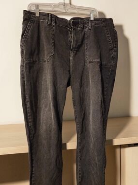 PAIGE Black Washed Cropped Ankle Jeans